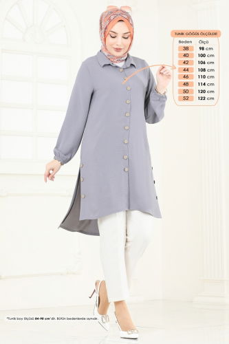 moda selvim بلوز رمادي 008MR1078 - Thumbnail