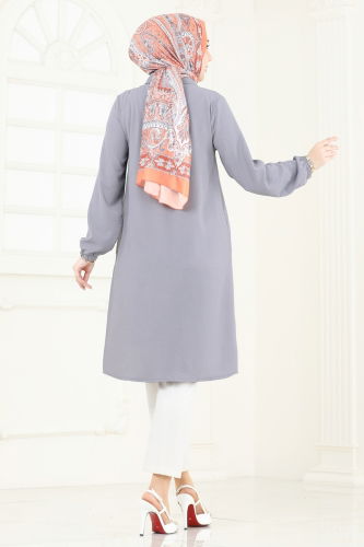 moda selvim بلوز رمادي 008MR1078 - Thumbnail