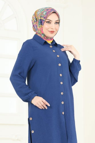 moda selvim Tunic 008MR1078 Indigo - Thumbnail