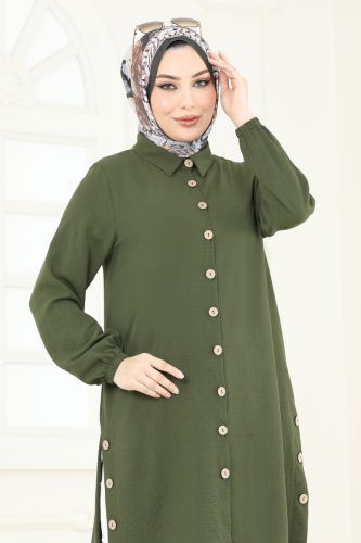 moda selvim Tunic 008MR1078 Khaki - Thumbnail