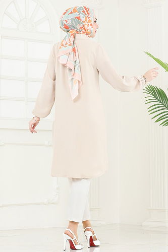 moda selvim بلوز بيج 008MR1078 - Thumbnail