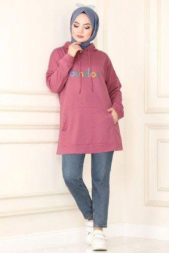 moda selvim Tunic 0155UZ662 Dried Rose - Thumbnail