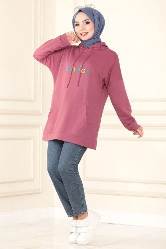moda selvim Tunic 0155UZ662 Dried Rose - Thumbnail
