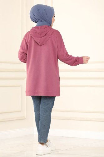 moda selvim Tunic 0155UZ662 Dried Rose - Thumbnail