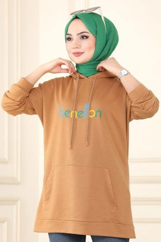 moda selvim Tunic 0155UZ662 Latte - Thumbnail
