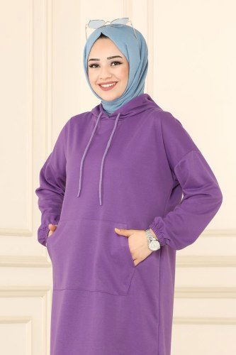 moda selvim Tunic 0161UZ662 Lilac - Thumbnail