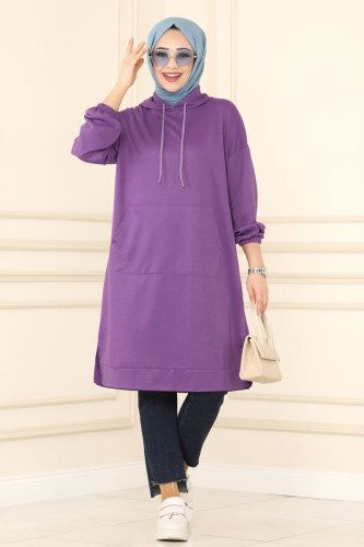 moda selvim Tunic 0161UZ662 Lilac - Thumbnail
