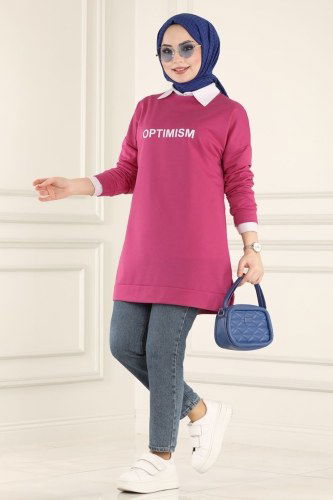 moda selvim Tunic 0165UZ662 Fuchsia - Thumbnail