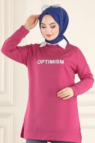 moda selvim Tunic 0165UZ662 Fuchsia - Thumbnail