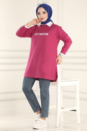 moda selvim Tunic 0165UZ662 Fuchsia - Thumbnail