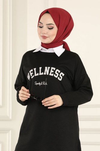 moda selvim Tunic 0166UZ662 Black - Thumbnail
