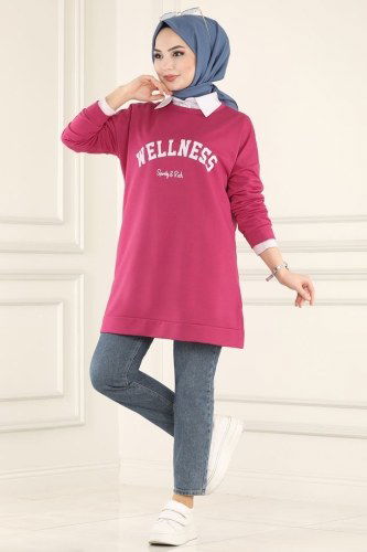 moda selvim Tunic 0166UZ662 Fuchsia - Thumbnail