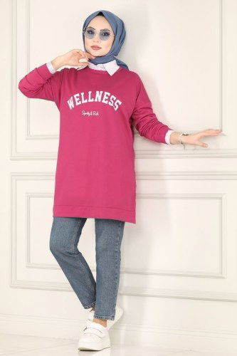 moda selvim Tunic 0166UZ662 Fuchsia - Thumbnail