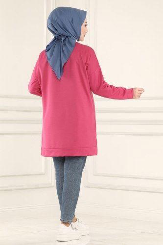 moda selvim Tunic 0166UZ662 Fuchsia - Thumbnail