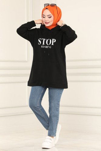 moda selvim Tunic 0168UZ662 Black - Thumbnail