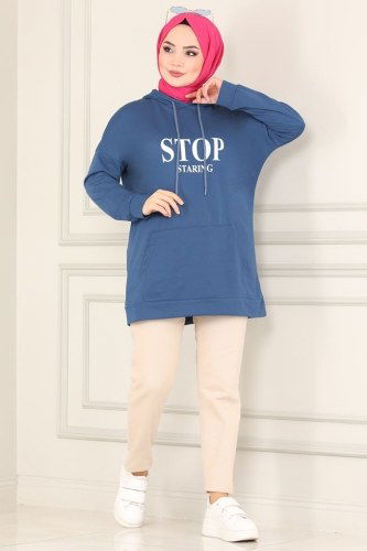 moda selvim Tunic 0168UZ662 Indigo - Thumbnail