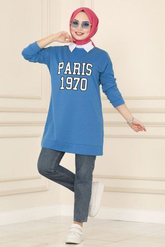 moda selvim Tunic 0169UZ662 Blue - Thumbnail