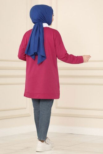 moda selvim Tunic 0169UZ662 Fuchsia - Thumbnail
