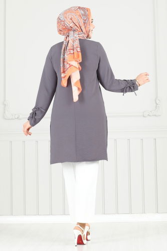 moda selvim بلوز رمادي غامق 016MR1078 - Thumbnail