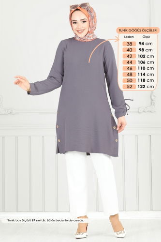 moda selvim بلوز رمادي غامق 016MR1078 - Thumbnail