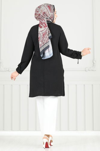 moda selvim Tunic 016MR1078 Black - Thumbnail