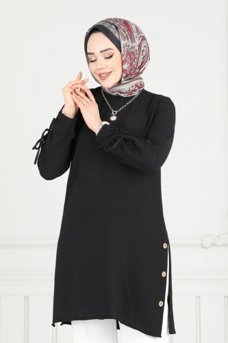 moda selvim بلوز أسود 016MR1078 - Thumbnail