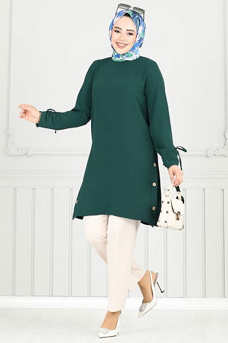 moda selvim Tunic 016MR1078 Emerald - Thumbnail