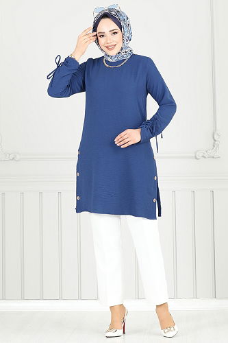 moda selvim Tunic 016MR1078 Indigo - Thumbnail