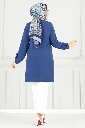 moda selvim Tunic 016MR1078 Indigo - Thumbnail
