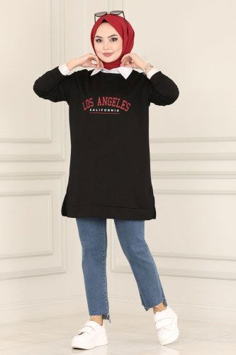 moda selvim Tunic 0170UZ662 Black - Thumbnail