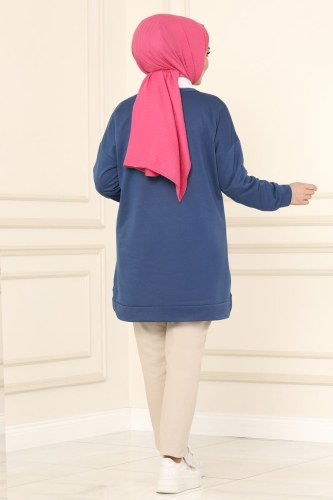 moda selvim Tunic 0170UZ662 Indigo - Thumbnail