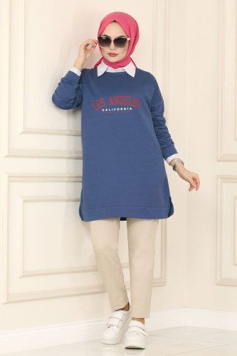 moda selvim Tunic 0170UZ662 Indigo - Thumbnail