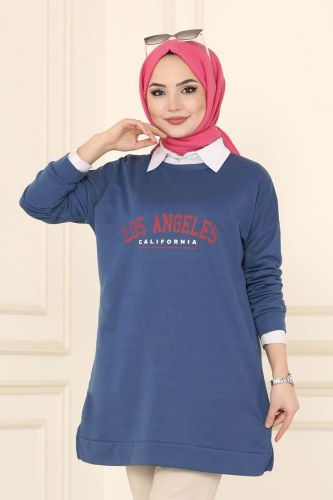 moda selvim Tunic 0170UZ662 Indigo - Thumbnail