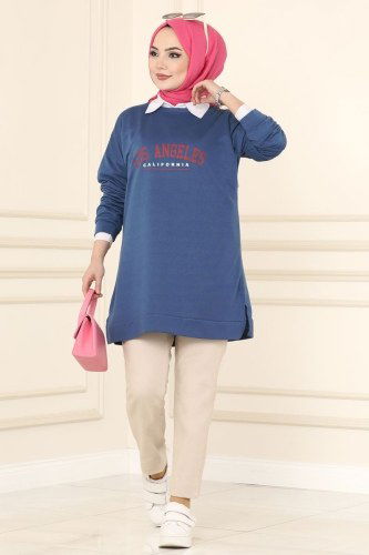 moda selvim Tunic 0170UZ662 Indigo - Thumbnail