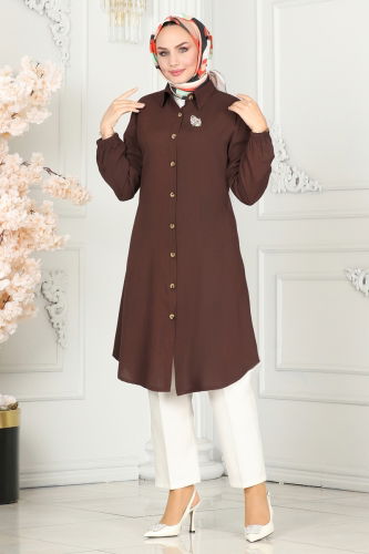 moda selvim Tunic 0171BG354 Brown - Thumbnail