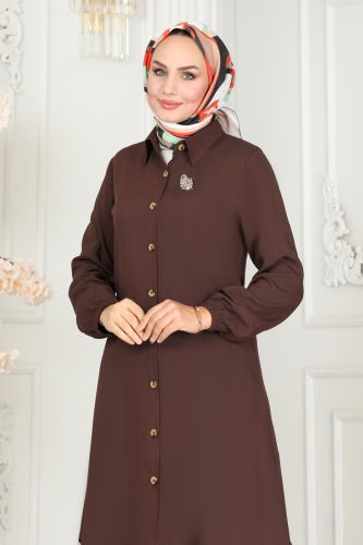 moda selvim Tunic 0171BG354 Brown - Thumbnail