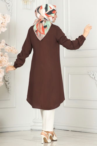 moda selvim TUNIC 0171BG354 Brown - Thumbnail