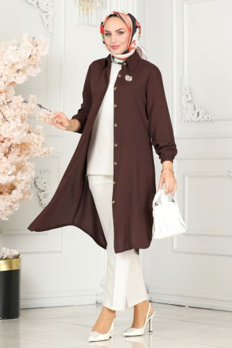 moda selvim Tunic 0171BG354 Brown - Thumbnail