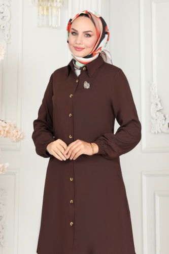 moda selvim بلوز بني 0171BG354 - Thumbnail