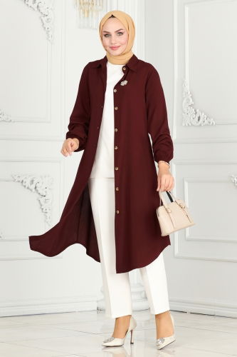 moda selvim TUNIC 0171BG354 Burgundy - Thumbnail