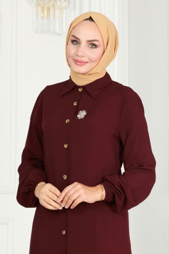 moda selvim TUNIC 0171BG354 Burgundy - Thumbnail