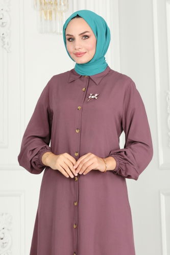 moda selvim TUNIC 0171BG354 Dark Lilac - Thumbnail