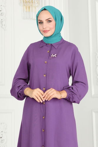moda selvim بلوز ليلكي غامق 0171BG354 - Thumbnail