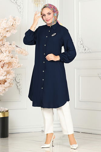 moda selvim بلوز كحلي 0171BG354 - Thumbnail