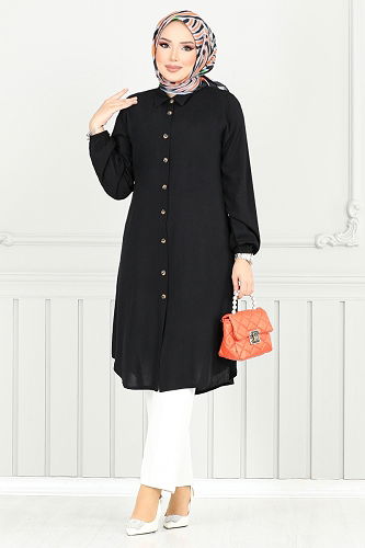 moda selvim Tunic 0171BGS895-M Black - Thumbnail