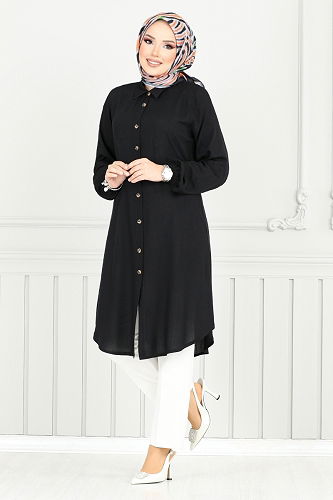 moda selvim Tunic 0171BGS895-M Black - Thumbnail