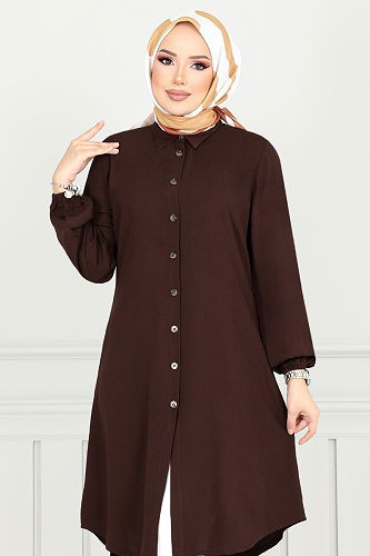 moda selvim Tunic 0171BGS895-M Brown - Thumbnail