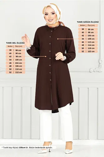 moda selvim بلوز بني 0171BGS895-M - Thumbnail