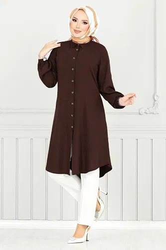 moda selvim بلوز بني 0171BGS895-M - Thumbnail