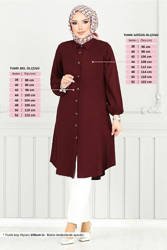 moda selvim بلوز خمري 0171BGS895-M - Thumbnail